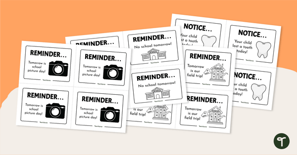 Editable Parent Reminder Notes teaching resource
