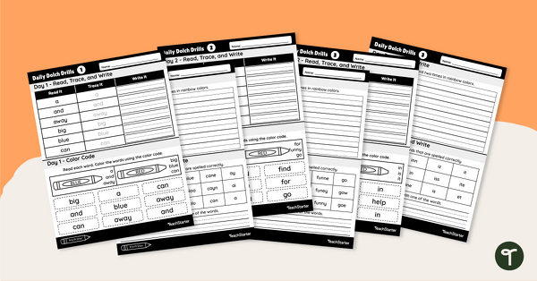 Go to Daily Dolch Drills - Pre-Primer Weekly Homework teaching resource