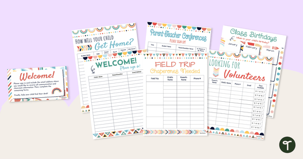 Go to Back-to-School Parent Sign-Up Sheets (Editable) teaching resource
