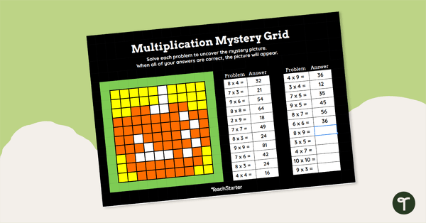Image of Fall into Multiplication Hidden Picture - Google Sheets Interactive