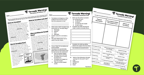 Reading and Writing Nonfiction Text: Tornado Worksheet Bundle teaching resource