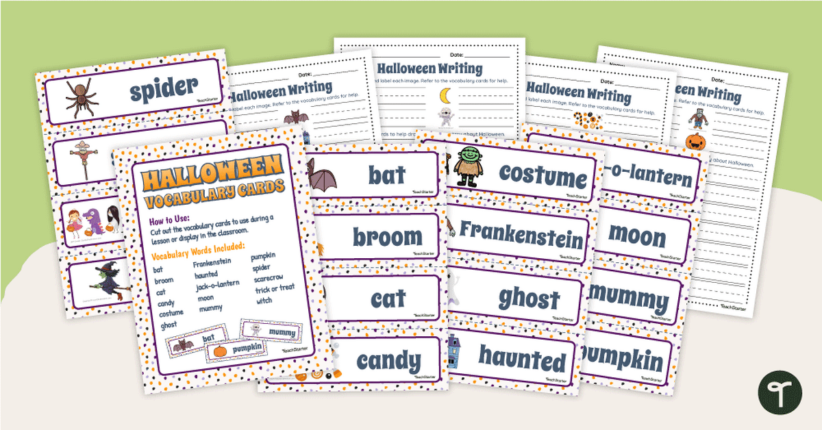 Halloween Words - Vocabulary and Writing Center teaching resource