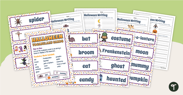 Halloween Words - Vocabulary and Writing Center teaching resource