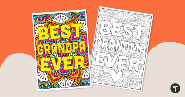 Happy Grandparents Day Coloring Pages teaching resource