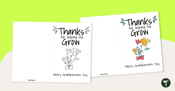 Printable Grandparents Day Card - Flowers teaching resource