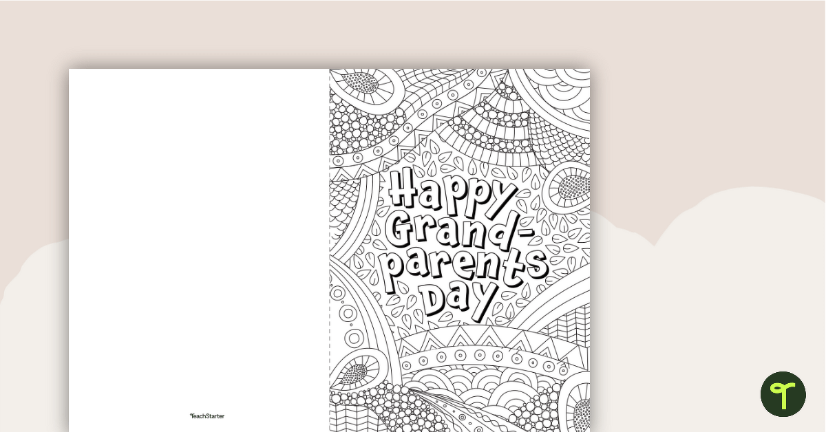 Grandparents Day Card - Mindful Colouring teaching resource