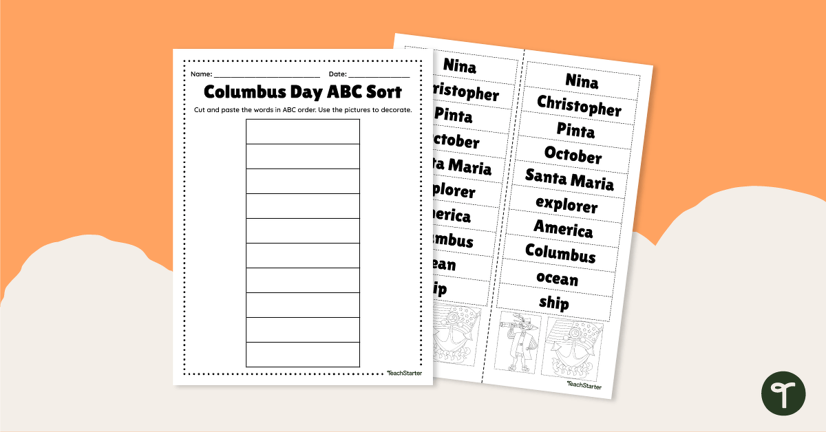 Columbus Day ABC Sort teaching resource