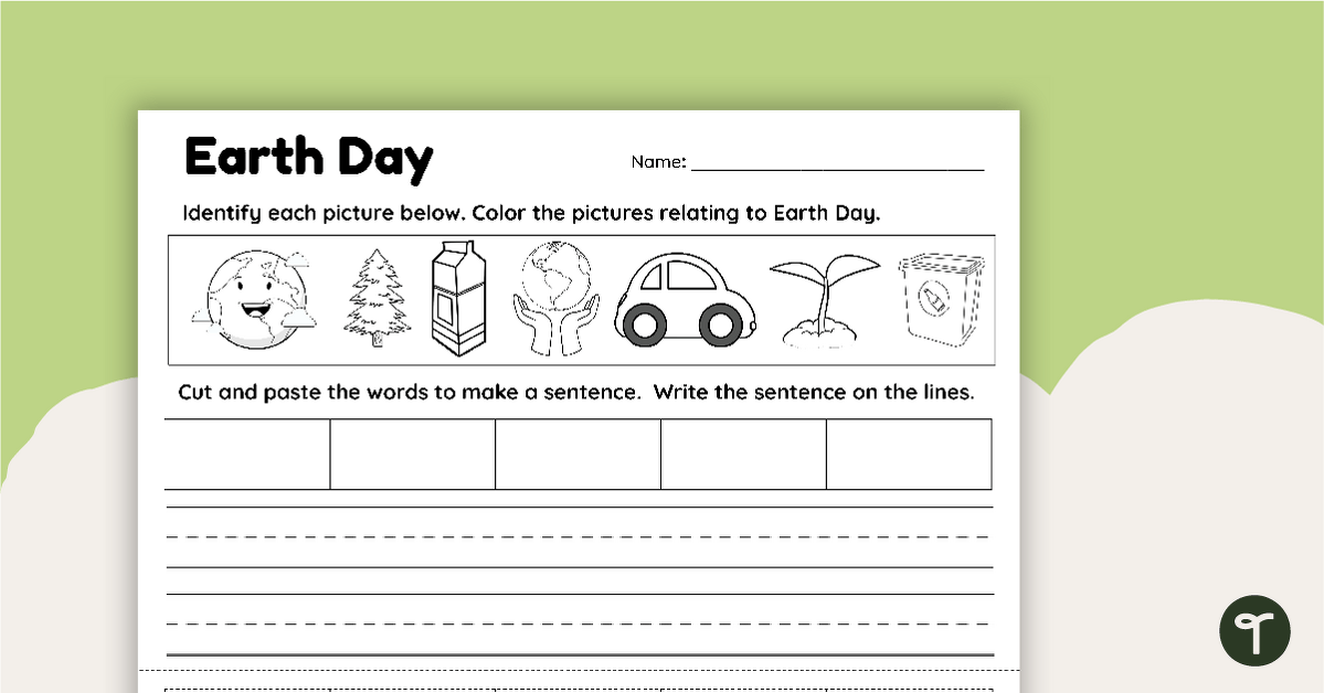 Earth Day Build a Sentence Worksheet teaching resource
