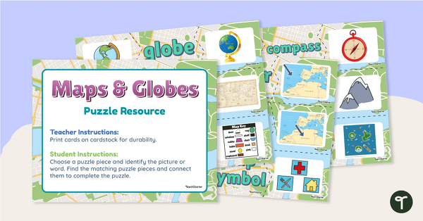 Maps and Globes Vocabulary Picture Puzzles teaching resource