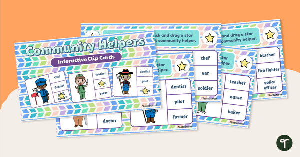 Community Helpers Interactive Clip Cards teaching resource