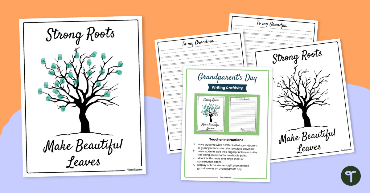 Strong Roots Make Beautiful Leaves - Grandparents Day Fingerprint Craft teaching resource