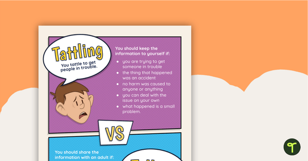 Go to Tattling vs Telling Poster teaching resource