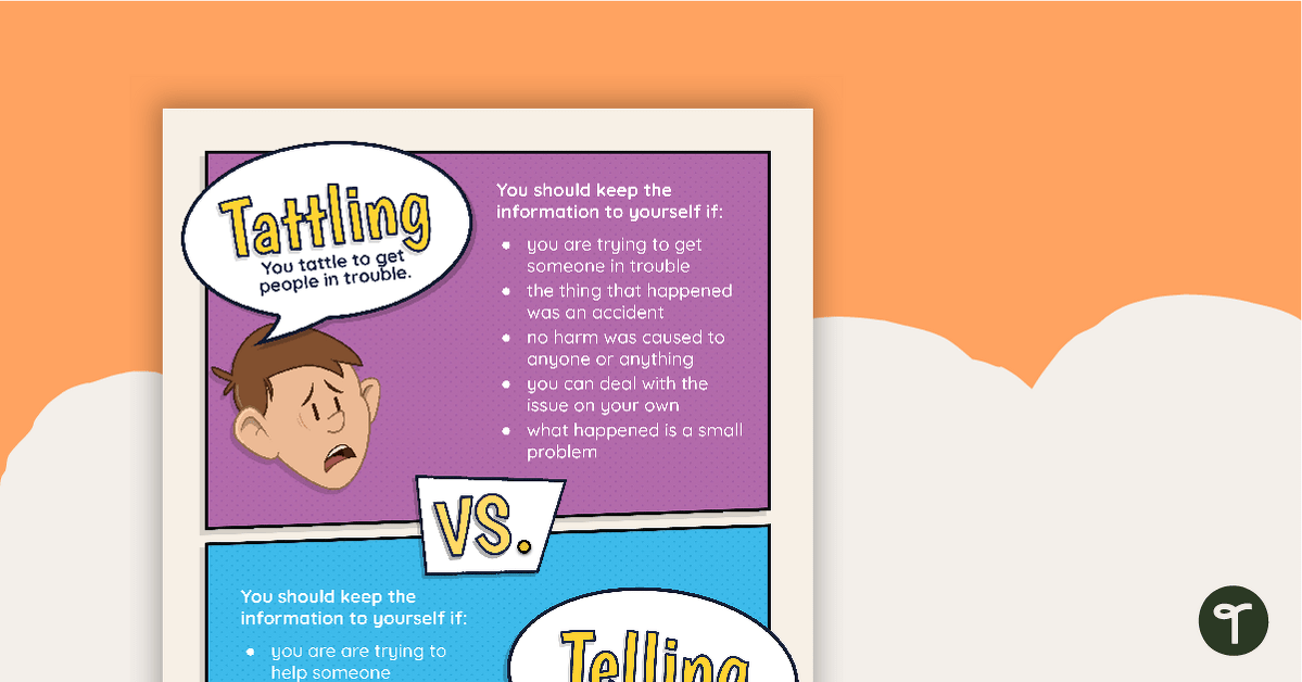 Tattling vs. Telling Poster teaching resource