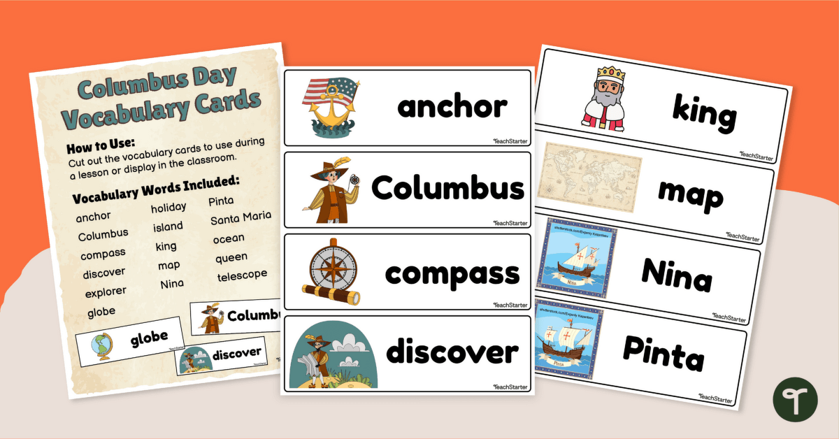 Columbus Day Vocabulary Word Wall teaching resource