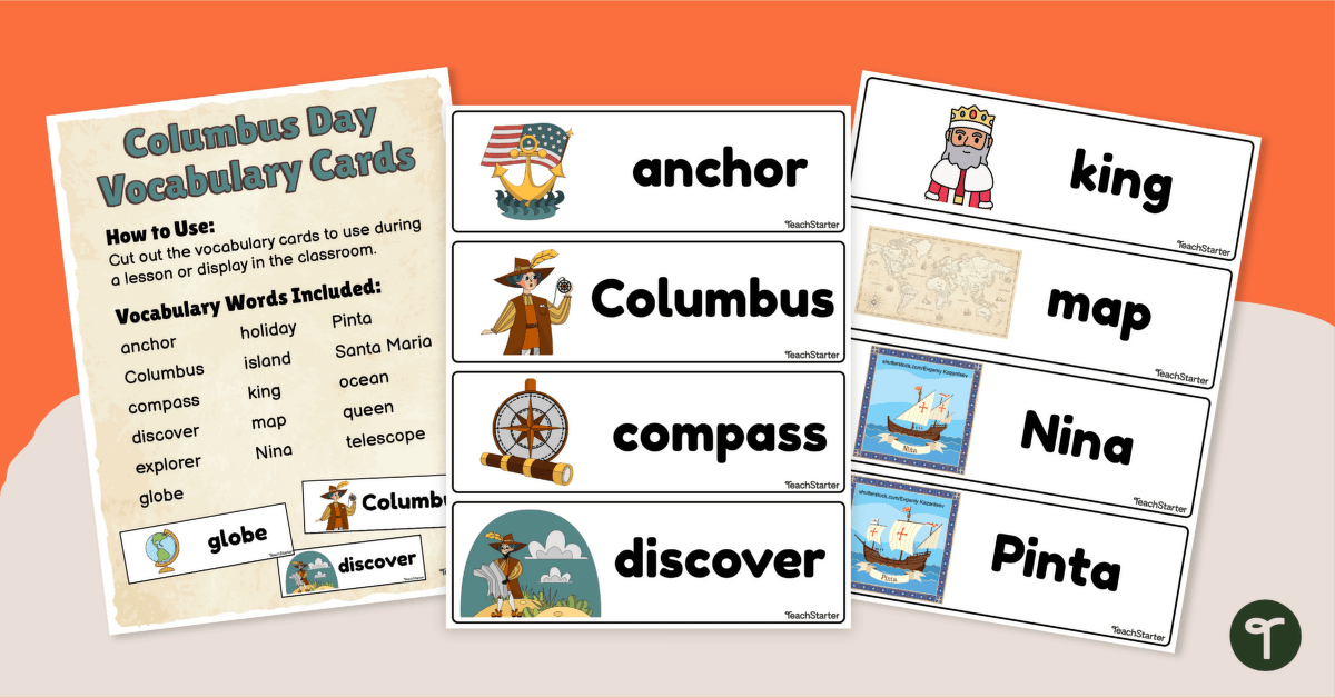 Columbus Day Vocabulary Word Wall teaching-resource