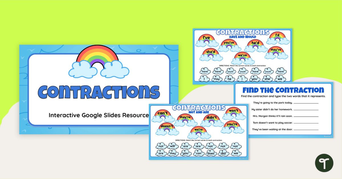 Contractions for Kids - Interactive Activity teaching resource