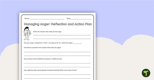 Managing Anger Worksheet (Upper Primary) teaching resource