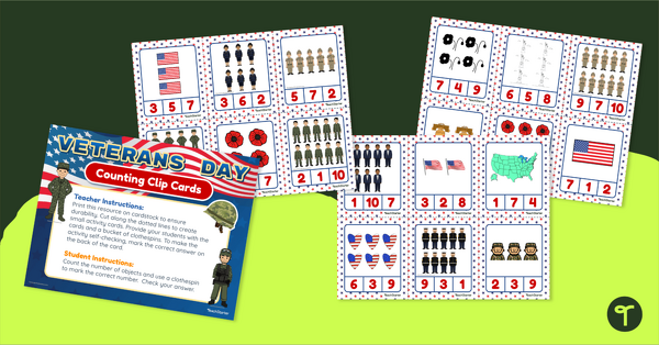Image of Counting Clip Cards - Veterans Day Activity