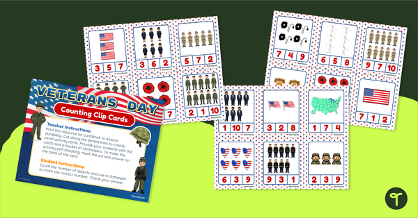 Counting Clip Cards - Veterans Day Activity teaching resource