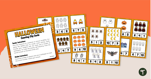 Counting Peg Cards - Halloween teaching resource