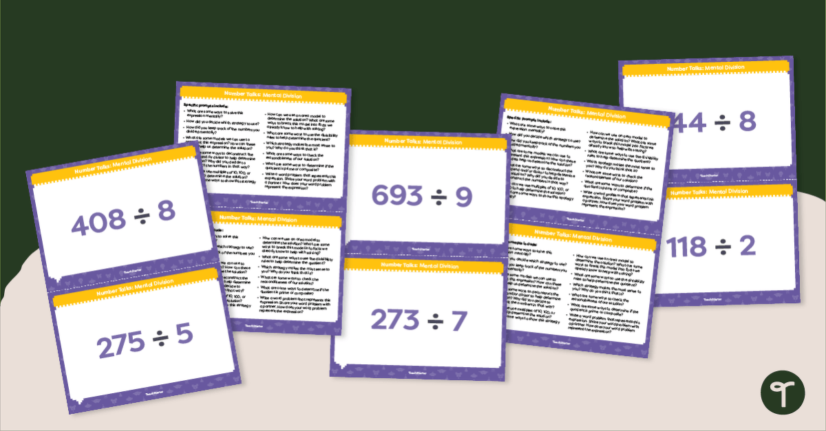 Number Talks - Mental Division Task Cards teaching resource