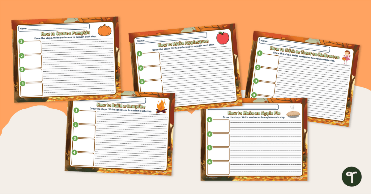 Fall Themed Informational Writing Prompt Worksheets teaching resource