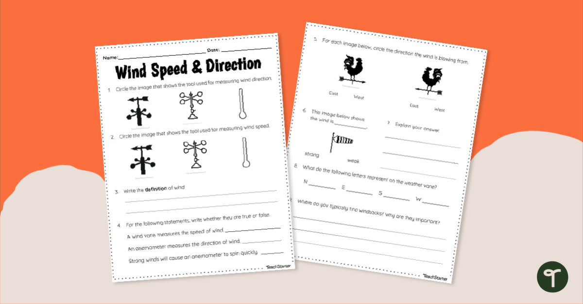 Wind Speed & Direction – Worksheet teaching resource