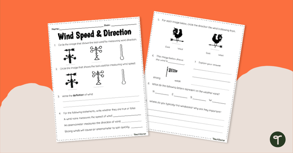 Go to Wind Speed & Direction – Worksheet teaching resource