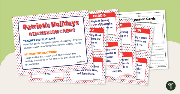 U.S. Patriotic Holiday Discussion Cards teaching resource