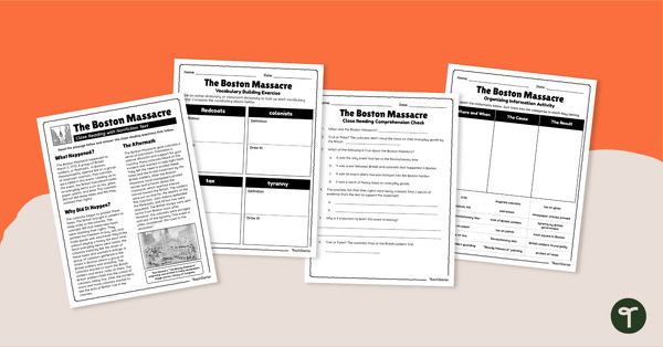 Image of The Boston Massacre Reading and Writing Worksheets