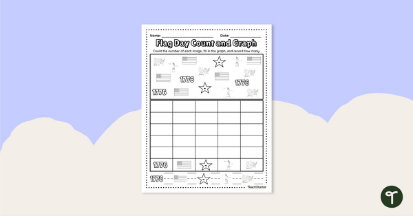 Flag Day Count and Graph Worksheet teaching resource