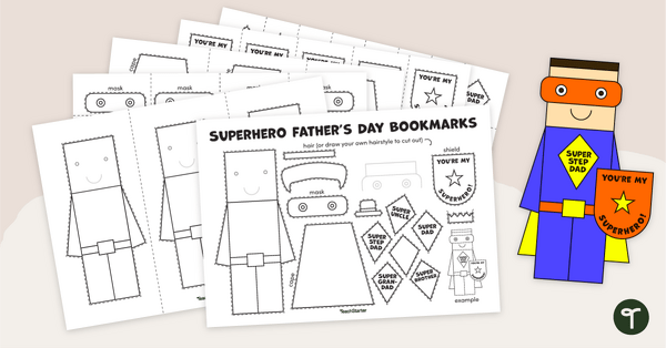 Go to Father's Day Craft - Superhero Bookmark Template teaching resource