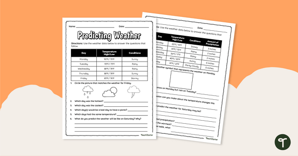 Predicting Weather – Worksheet teaching resource