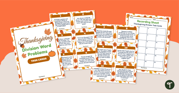 Thanksgiving Division Task Cards teaching resource