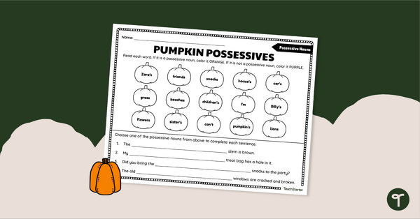 Go to Pumpkin Possessives Worksheet teaching resource
