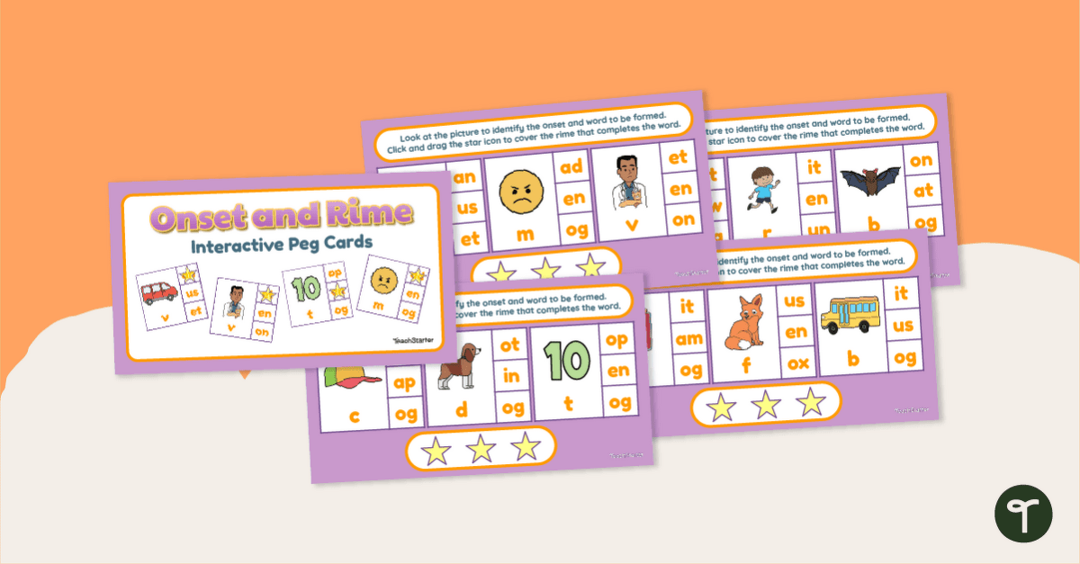 Onset and Rime - Interactive Peg Cards teaching resource