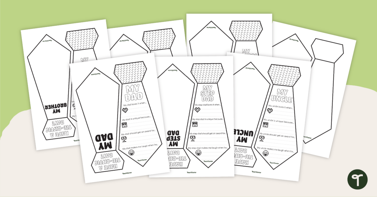 Father's Day Tie Template Upper Years teaching resource