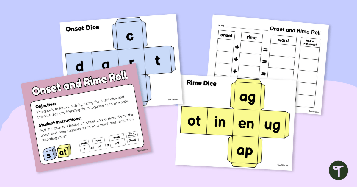 Onset and Rime Roll-a-Word Game teaching resource