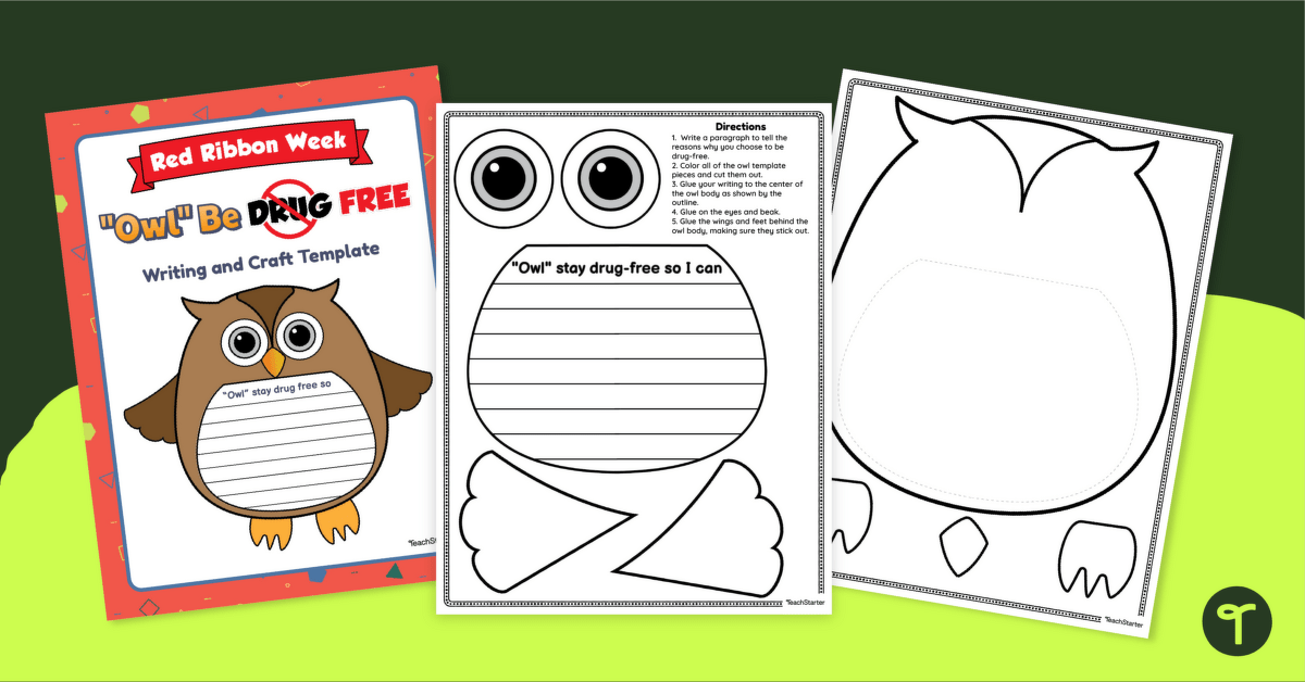 "Owl" Stay Drug Free - Red Ribbon Week Craft teaching resource