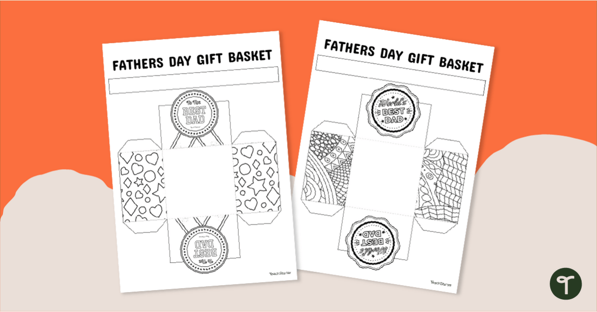 Printable Father's Day Craft - Mini Gift Basket Template teaching resource