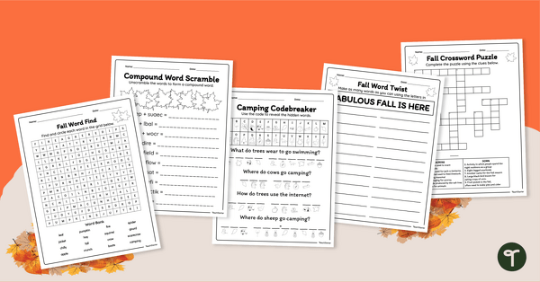 Go to Fall Fun With Words Worksheets teaching resource