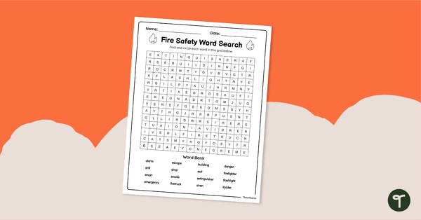 Fire Safety Word Search - Upper Elementary teaching resource