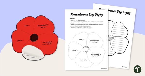 Go to Remembrance Day Poppy Writing Template teaching resource