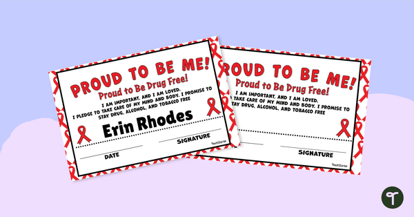Go to Red Ribbon Week Printable Certificate teaching resource