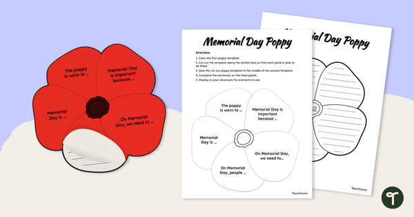 Memorial Day - Poppy Writing Template teaching resource
