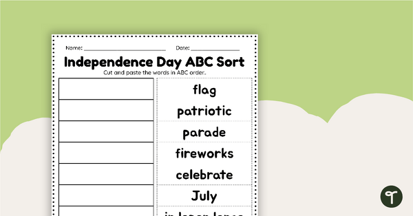 Independence Day ABC Order Worksheet teaching resource