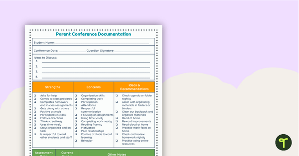 Go to Parent-Teacher Conference Documentation Form teaching resource