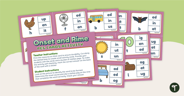 Onset and Rime Peg Cards teaching resource