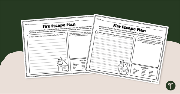 Fire Safety Week - Family Escape Plan Worksheet teaching resource