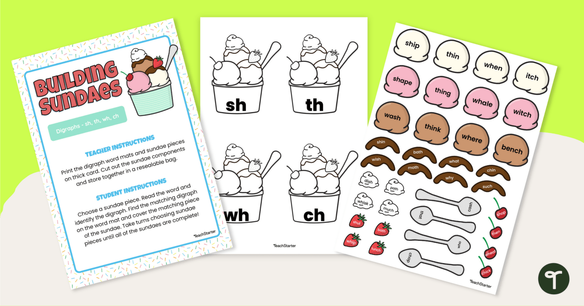 Building Sundaes with Consonant Digraphs teaching resource